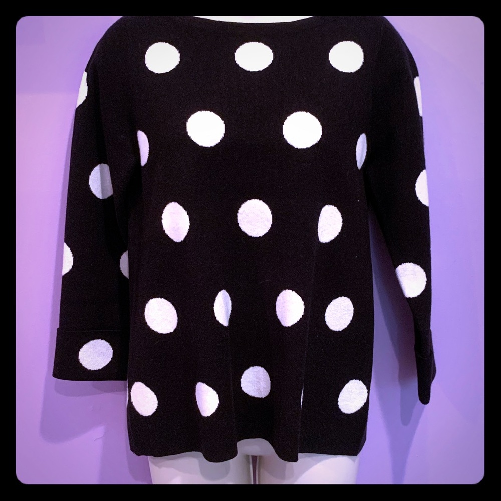 Cynthia Rowley knit 3/4 sleeve polka dot sweater